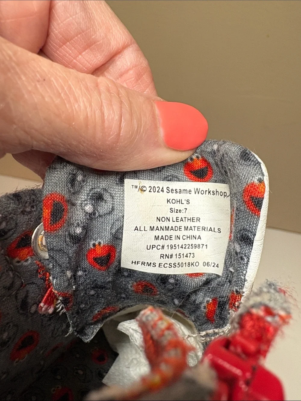 Kohl's Collab with Sesame Street Elmo Red & White Kids High-Top Sneakers, Zipper